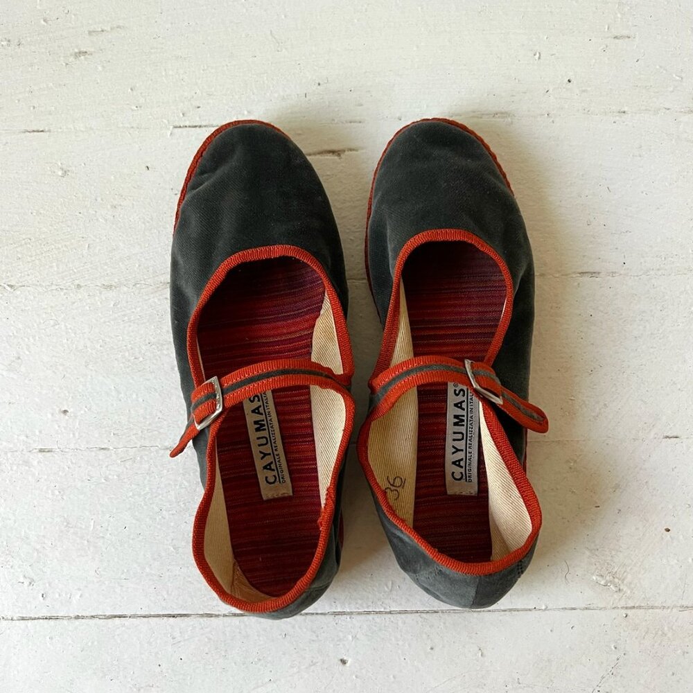 Cayumas Venetian Slippers - Grey/Orange (Size 36)